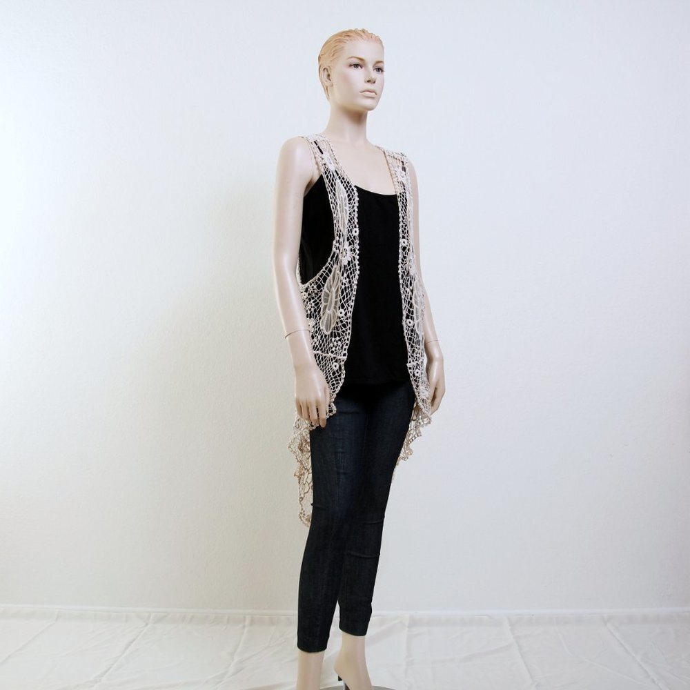 XCVI Crochet Trim‎ Open Front Vest
